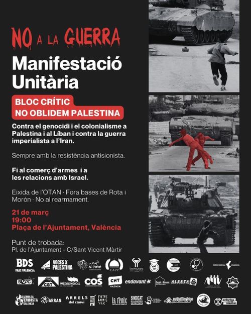 NO A LA GUERRA. Manifestació Unitària