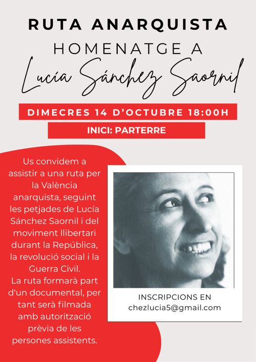 Ruta anarquista homenatge a Lucía Sánchez Saornil