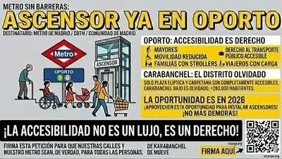 Recogida de firmas para pedir la instalación de ascensores en la estación de Oporto. 