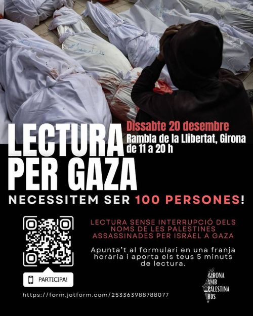 Lectura per Gaza 📢📢 NECESSITEM 100 PERSONES