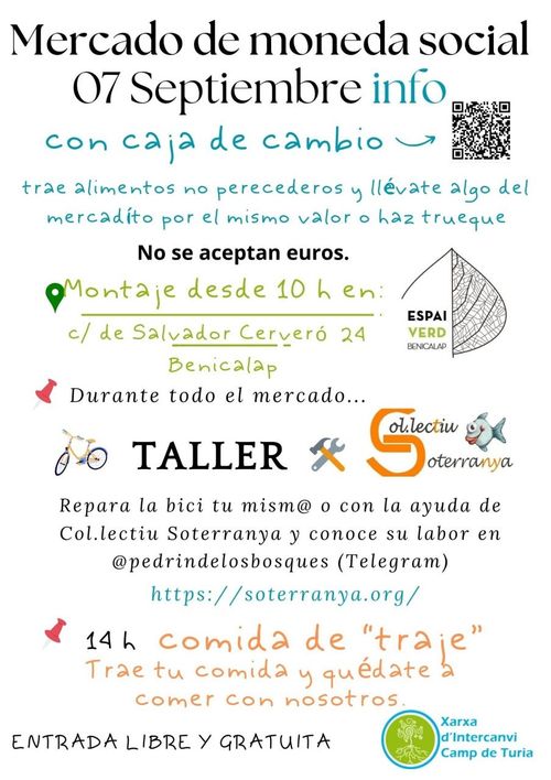 Mercado de trueque, intercambio y moneda social.