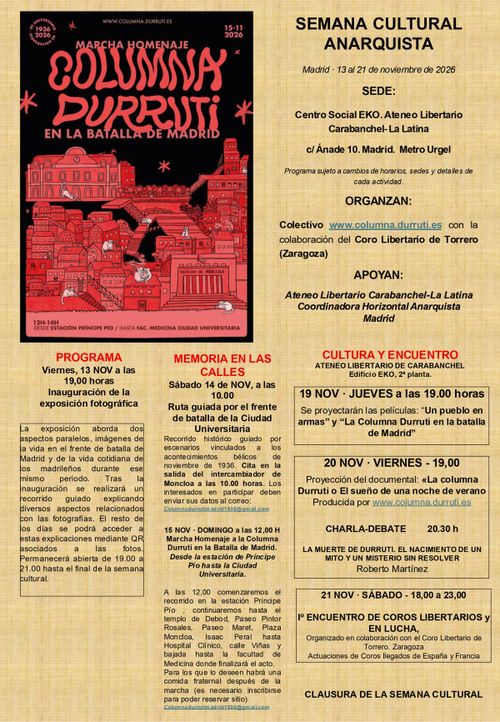 Semana Cultural Anarquista.  Inauguración de la exposición fotográfica.