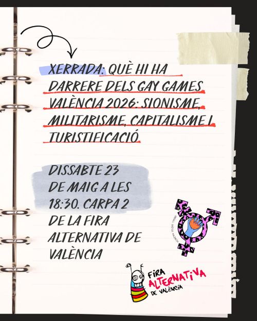 Xerrada: Què hi ha darrere dels Gay Games València 2026: sionisme, militarisme, capitalisme i turistificació